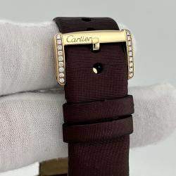 Pre Owned Cartier Tank Divan 2601 Quartz White Diamonds 18k Yellow Gold Women's Wristwatch 45 mm
