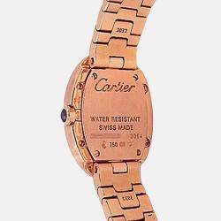 Pre Owned Cartier Baignoire W8000005 Quartz Silver Dial 18k Rose Gold Women's Wristwatch 23 mm