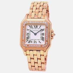 Pre Owned Cartier Panthere WJPN0009 Quartz Silver Dial 18k Rose Gold Diamond Women's Wristwatch 27 mm
