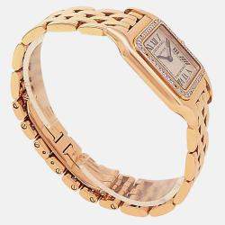 Pre Owned Cartier Panthere WJPN0009 Quartz Silver Dial 18k Rose Gold Diamond Women's Wristwatch 27 mm