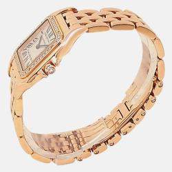 Pre Owned Cartier Panthere WJPN0009 Quartz Silver Dial 18k Rose Gold Diamond Women's Wristwatch 27 mm