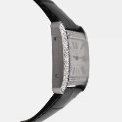 Pre Owned Cartier Tank Divan 2614 WA301356 Quartz Diamonds 18K White Gold Women's Wristwatch 38 mm