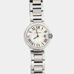 Pre Owned Cartier Ballon Bleu W69011Z4 Quartz Silver Dial Stainless Steel Women's Wristwatch 36 mm