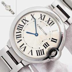 Pre Owned Cartier Ballon Bleu W69011Z4 Quartz Silver Dial Stainless Steel Women's Wristwatch 36 mm