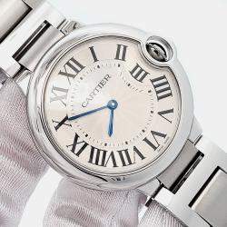 Pre Owned Cartier Ballon Bleu W69011Z4 Quartz Silver Dial Stainless Steel Women's Wristwatch 36 mm
