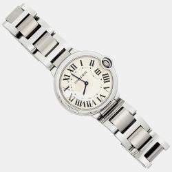 Pre Owned Cartier Ballon Bleu W69011Z4 Quartz Silver Dial Stainless Steel Women's Wristwatch 36 mm