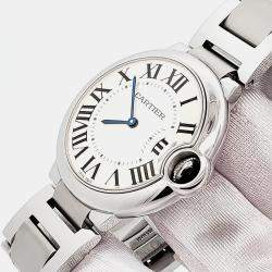 Pre Owned Cartier Ballon Bleu W69011Z4 Quartz Silver Dial Stainless Steel Women's Wristwatch 36 mm
