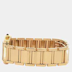 Pre Owned Cartier Tank Francaise W50002N2 Quartz White Roman Dial 18k Yellow Gold Women's Wristwatch 20 mm