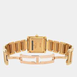 Pre Owned Cartier Tank Francaise WE101051 Automatic Factory Diamond Dial 18k Yellow Gold Women's Wristwatch 28 mm