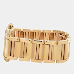 Pre Owned Cartier Tank Francaise WE101051 Automatic Factory Diamond Dial 18k Yellow Gold Women's Wristwatch 28 mm