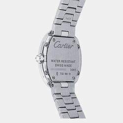 Pre Owned Cartier Baignoire WB520006 Quartz Silver Dial 18k White Gold Diamond Women's Wristwatch 24.5 mm