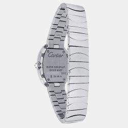 Pre Owned Cartier Baignoire WB520006 Quartz Silver Dial 18k White Gold Diamond Women's Wristwatch 24.5 mm