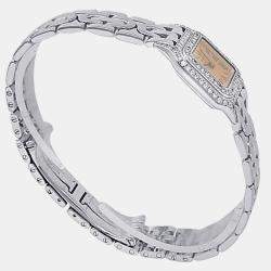 Pre Owned Cartier Panthere WF3206Q5 Quartz Salmon Dial 18k White Gold Diamond Women's Wristwatch 20mm