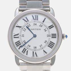 Pre Owned Cartier Ronde Solo W6701005 Automatic White Stainless Steel Men's Wristwatch 36mm