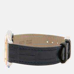 Pre Owned Cartier Santos Dumont W2SA0011 Quartz White 18K Rose Gold Stainless Steel Women's Wristwatch 32mm