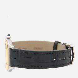 Pre Owned Cartier Santos Dumont W2SA0011 Quartz White 18K Rose Gold Stainless Steel Women's Wristwatch 32mm