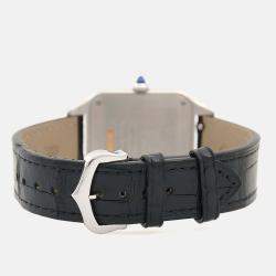 Pre Owned Cartier Santos Dumont W2SA0011 Quartz White 18K Rose Gold Stainless Steel Women's Wristwatch 32mm