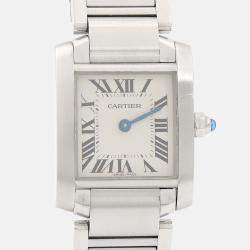 Pre Owned Cartier Tank Franaise W51008Q3 Quartz White Stainless Steel Women's Wristwatch 25mm