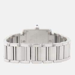 Pre Owned Cartier Tank Franaise W51008Q3 Quartz White Stainless Steel Women's Wristwatch 25mm
