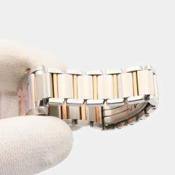 Pre Owned Cartier Tank Francaise W51027Q4 Quartz Pink Shell 18k Rose Gold Stainless Steel Women's Wristwatch 20 mm