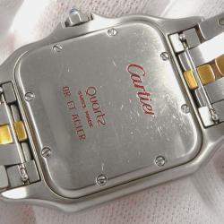 Pre Owned Cartier Panthere 83083241 Quartz White 18k Yellow Gold Stainless Steel Women's Wristwatch 26 mm