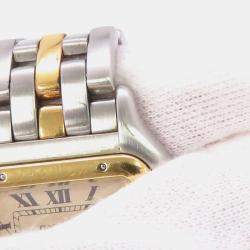 Pre Owned Cartier Panthere 83083241 Quartz White 18k Yellow Gold Stainless Steel Women's Wristwatch 26 mm