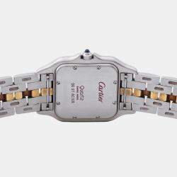 Pre Owned Cartier Panthere 83083241 Quartz White 18k Yellow Gold Stainless Steel Women's Wristwatch 26 mm