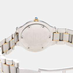 Pre Owned ساعة يد نسائية كارتييه 21 مست دي كارتييه W10072R6 كوارترز فضية مطلية بالذهب 31 مم