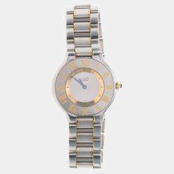 Pre Owned ساعة يد نسائية كارتييه 21 مست دي كارتييه W10072R6 كوارترز فضية مطلية بالذهب 31 مم