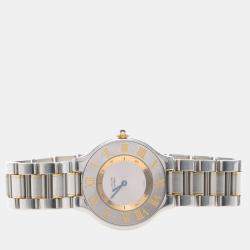 Pre Owned ساعة يد نسائية كارتييه 21 مست دي كارتييه W10072R6 كوارترز فضية مطلية بالذهب 31 مم