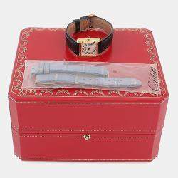 مملوكة مسبقًا Cartier Tank Francaise W5000256 Quartz White 18K Yellow Gold Women's Wristwatch 25mm