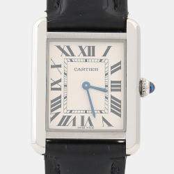 Pre Owned Cartier Tank Solo W5200013 Quartz White Stainless Steel Women's Wristwatch 31mm