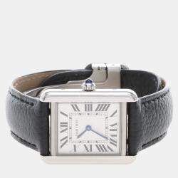 Pre Owned Cartier Tank Solo WSTA0030 Quartz White Stainless Steel Women's Wristwatch 31mm