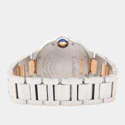 مملوكة مسبقًا ساعة يد نسائية كارتييه بالون بلو W3BB0006 ألماس بيضاء وذهب وردي عيار 18 والفولاذ المقاوم للصدأ 33 مم أوتوماتيكي