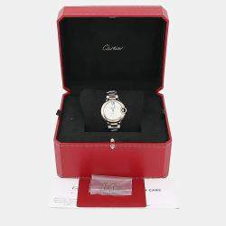 مملوكة مسبقًا ساعة يد نسائية كارتييه بالون بلو W3BB0006 ألماس بيضاء وذهب وردي عيار 18 والفولاذ المقاوم للصدأ 33 مم أوتوماتيكي