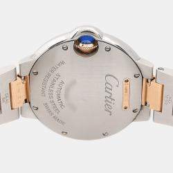 مملوكة مسبقًا ساعة يد نسائية كارتييه بالون بلو W3BB0006 ألماس بيضاء وذهب وردي عيار 18 والفولاذ المقاوم للصدأ 33 مم أوتوماتيكي