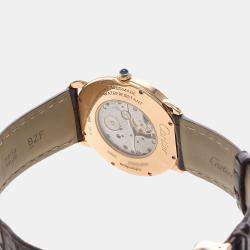 Pre Owned Cartier Ronde Louis W6800251 Manual Winding White 18K Rose Gold Men's Wristwatch 36mm