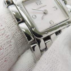 مملوكة مسبقًا Cartier Panthere W61003T9 Quartz Pink Shell Stainless Steel Women's Wristwatch 21 mm