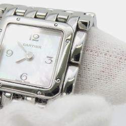 مملوكة مسبقًا Cartier Panthere W61003T9 Quartz Pink Shell Stainless Steel Women's Wristwatch 21 mm