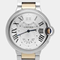 مملوكة مسبقًا Cartier Ballon Bleu GMT W6920011 Silver Dial 18K Rose Gold Stainless Steel Unisex Wristwatch 38.50 mm