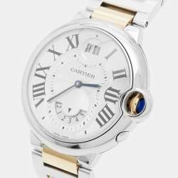 مملوكة مسبقًا Cartier Ballon Bleu GMT W6920011 Silver Dial 18K Rose Gold Stainless Steel Unisex Wristwatch 38.50 mm