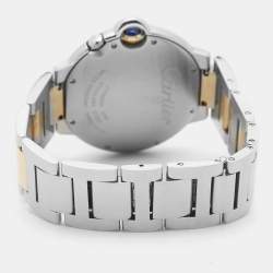 مملوكة مسبقًا Cartier Ballon Bleu GMT W6920011 Silver Dial 18K Rose Gold Stainless Steel Unisex Wristwatch 38.50 mm