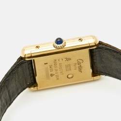 Pre Owned ساع ة يد نسائية كارتتيه تانك كوارتز أسود ذهب أصفر عيار 18 20 مم