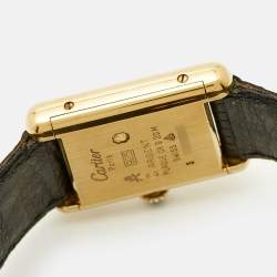 Pre Owned ساعة يد نسائية كارتتيه تانك كوارتز أسود ذهب أصفر عيار 18 20 مم