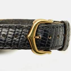 Pre Owned ساعة يد نسائية كارتتيه تانك كوارتز أسود ذهب أصفر عيار 18 20 مم