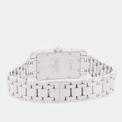 Pre Owned Pre-Owned Cartier Tank Americaine WB7018L1 Silver Quartz 18k White Gold Diamond Women's Wristwatch 19 MM