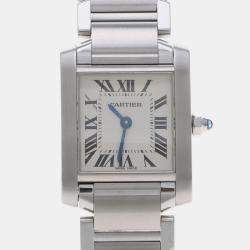 Pre Owned Cartier Tank Francaise W51008Q3 Quartz Silver Dial Stainless Steel Women's Wristwatch 20.5mm