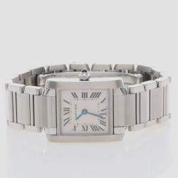 Pre Owned Cartier Tank Francaise W51008Q3 Quartz Silver Dial Stainless Steel Women's Wristwatch 20.5mm