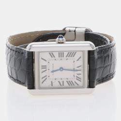 مملوكة مسبقًا ساعة يد نسائية كارتير تانك سولو W5200005 كوارتز ميناء فضي ستانلس ستيل 24.5 مم