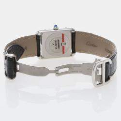 مملوكة مسبقًا ساعة يد نسائية كارتير تانك سولو W5200005 كوارتز ميناء فضي ستانلس ستيل 24.5 مم